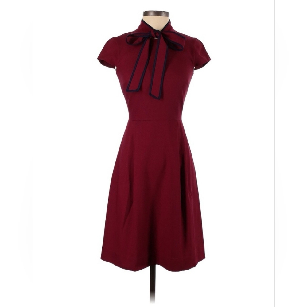 J. Crew Burgundy Dress with Bow Accent